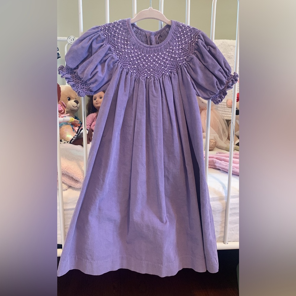 Mom and Me smocked purple corduroy dress size 2t